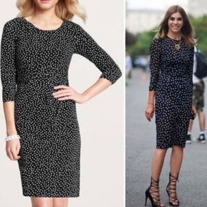 Ann Taylor Black and White Cinched Waist 3/4 Sleeve Sheath Dress Size 12